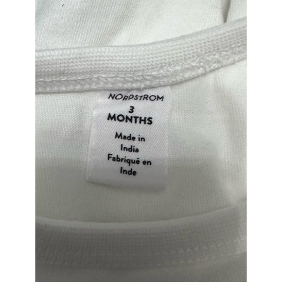 Nordstrom Long Sleeves T-Shirt Embroidered Logo Crew Neck Solid White 3 Mos NWOT - Picture 7 of 7